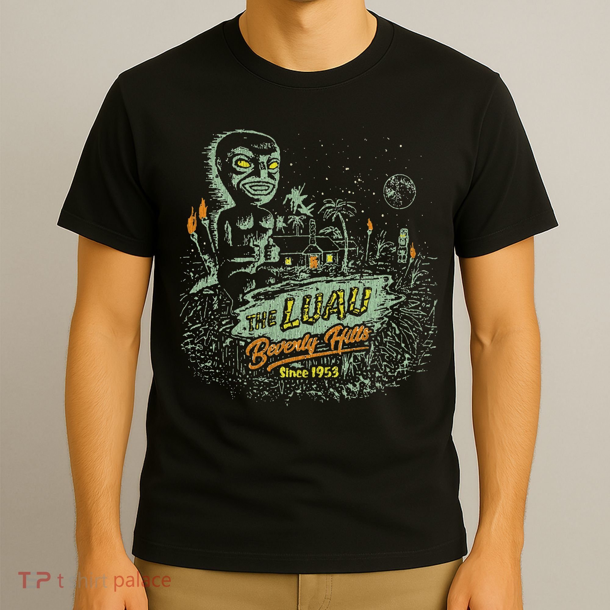 The Luau Beverly Hills California Vintage Tiki Bar T-Shirt