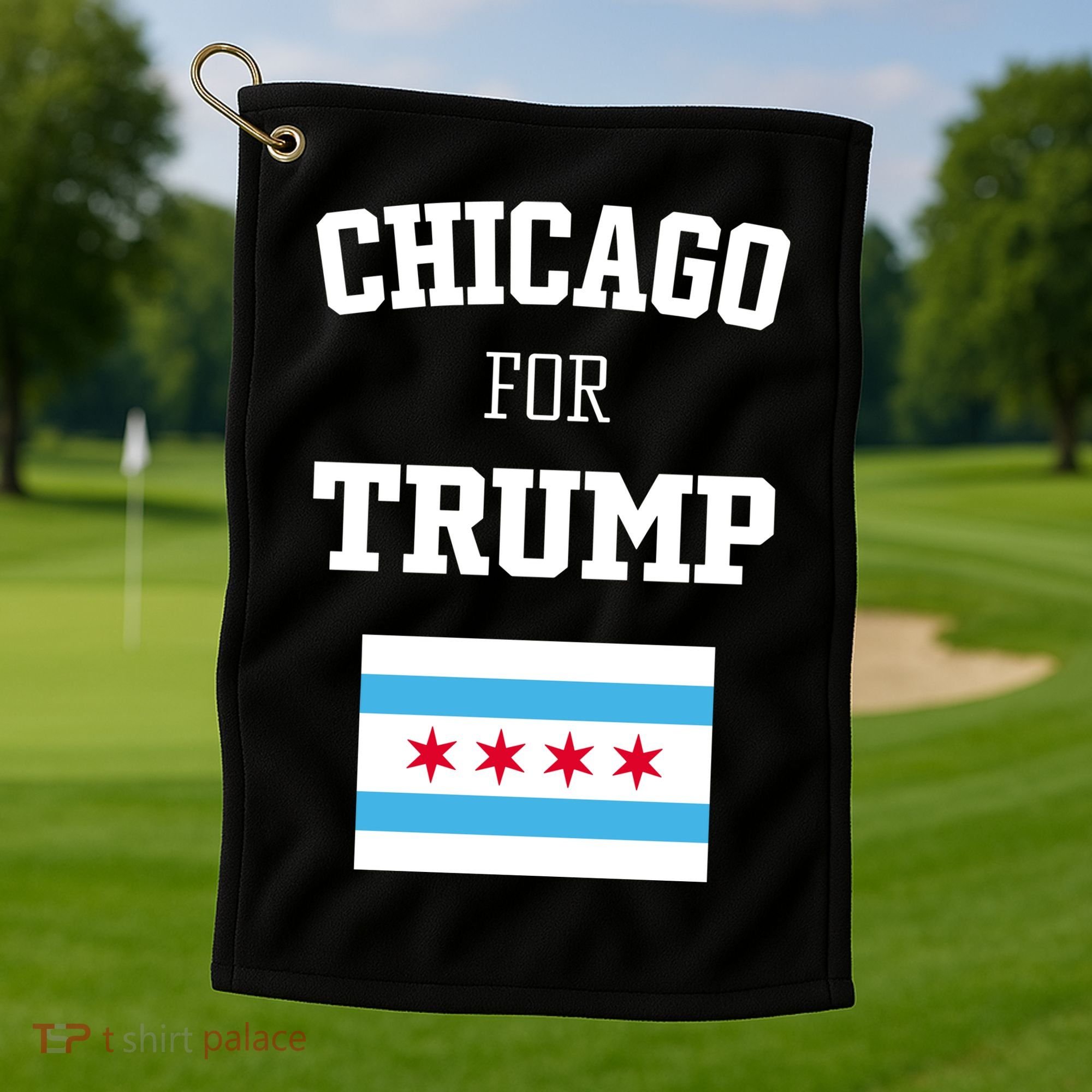 The Lioness Chicago For Trump Flag Golf Towel