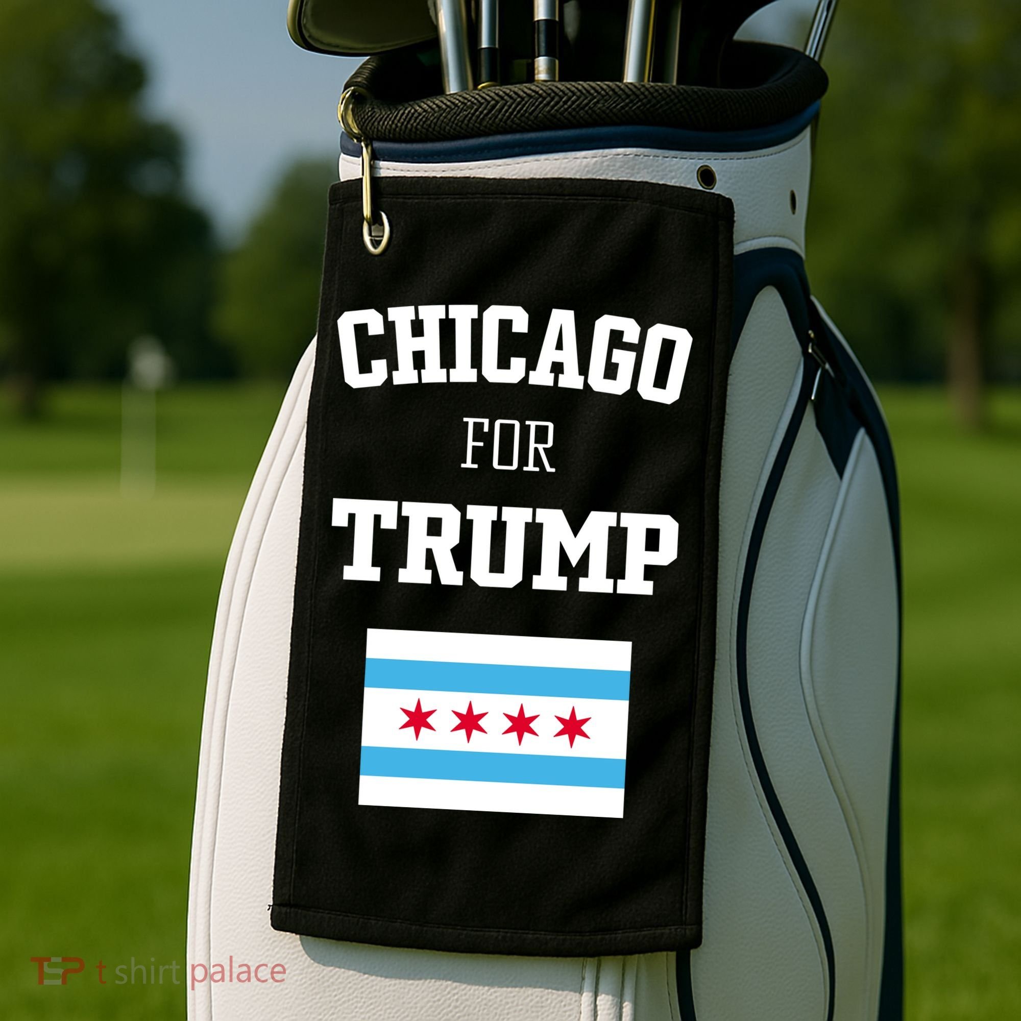 The Lioness Chicago For Trump Flag Golf Towel