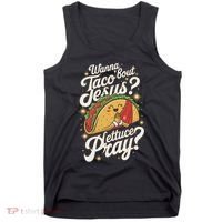 Taco Lovers Christian Humor Wanna Taco Bout Jesus Tank Top thumb 0
