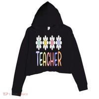 Teacher Life Daisy Flower PreK Kindergarten Teacher Team Crop Fleece Hoodie thumb 0