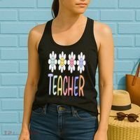 Teacher Life Daisy Flower PreK Kindergarten Teacher Team Women's Tank Top thumb 2
