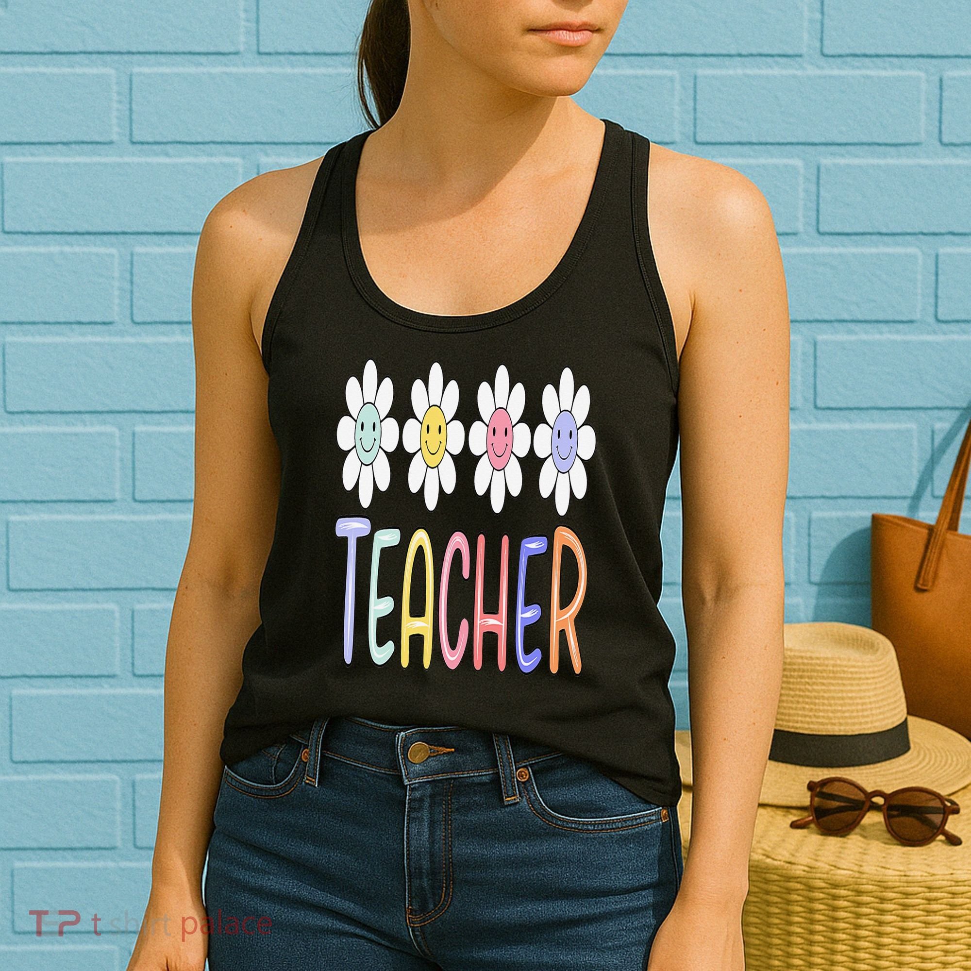 Teacher Life Daisy Flower PreK Kindergarten Teacher Team Women's Tank Top