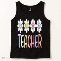 Teacher Life Daisy Flower PreK Kindergarten Teacher Team Tank Top thumb 2