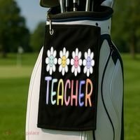 Teacher Life Daisy Flower PreK Kindergarten Teacher Team Golf Towel thumb 2
