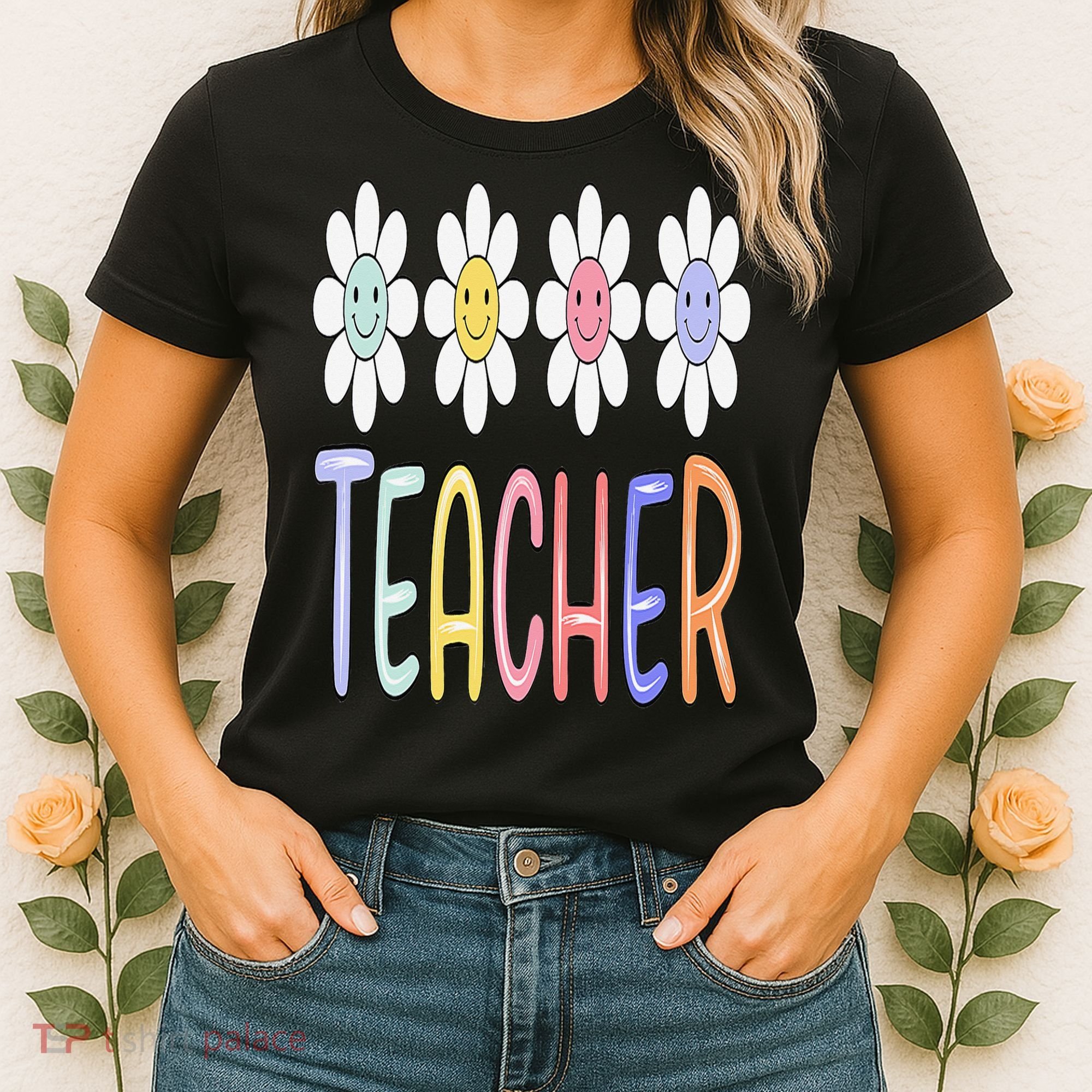 Teacher Life Daisy Flower PreK Kindergarten Teacher Team Women's T-Shirt