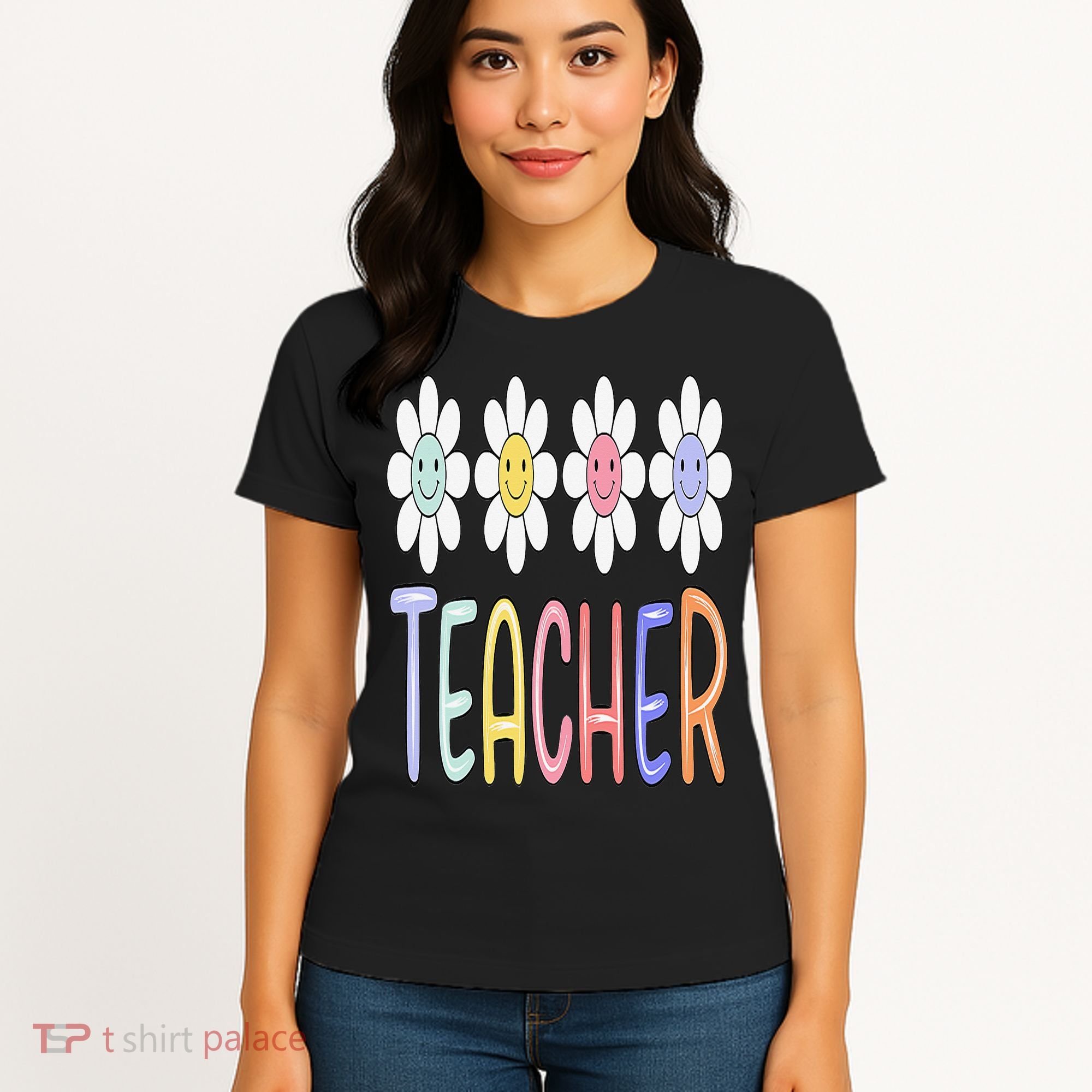 Teacher Life Daisy Flower PreK Kindergarten Teacher Team Women's T-Shirt