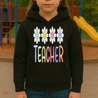 Teacher Life Daisy Flower PreK Kindergarten Teacher Team Kids Hoodie thumb 3