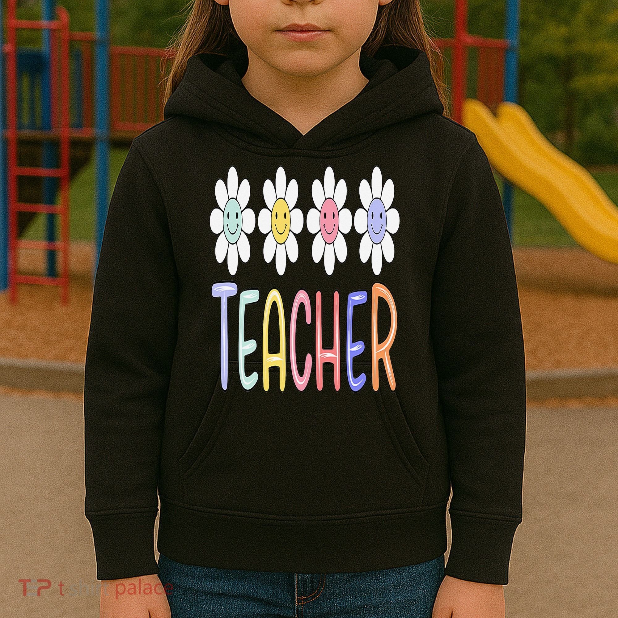 Teacher Life Daisy Flower PreK Kindergarten Teacher Team Kids Hoodie