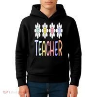 Teacher Life Daisy Flower PreK Kindergarten Teacher Team Kids Hoodie thumb 4