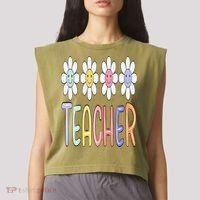 Teacher Life Daisy Flower PreK Kindergarten Teacher Team Garment-Dyed Women's Muscle Tee thumb 2