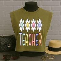 Teacher Life Daisy Flower PreK Kindergarten Teacher Team Garment-Dyed Women's Muscle Tee thumb 3