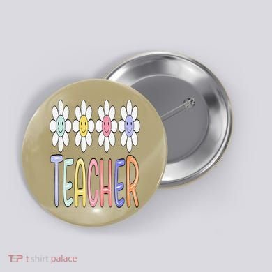 Teacher Life Daisy Flower PreK Kindergarten Teacher Team Button