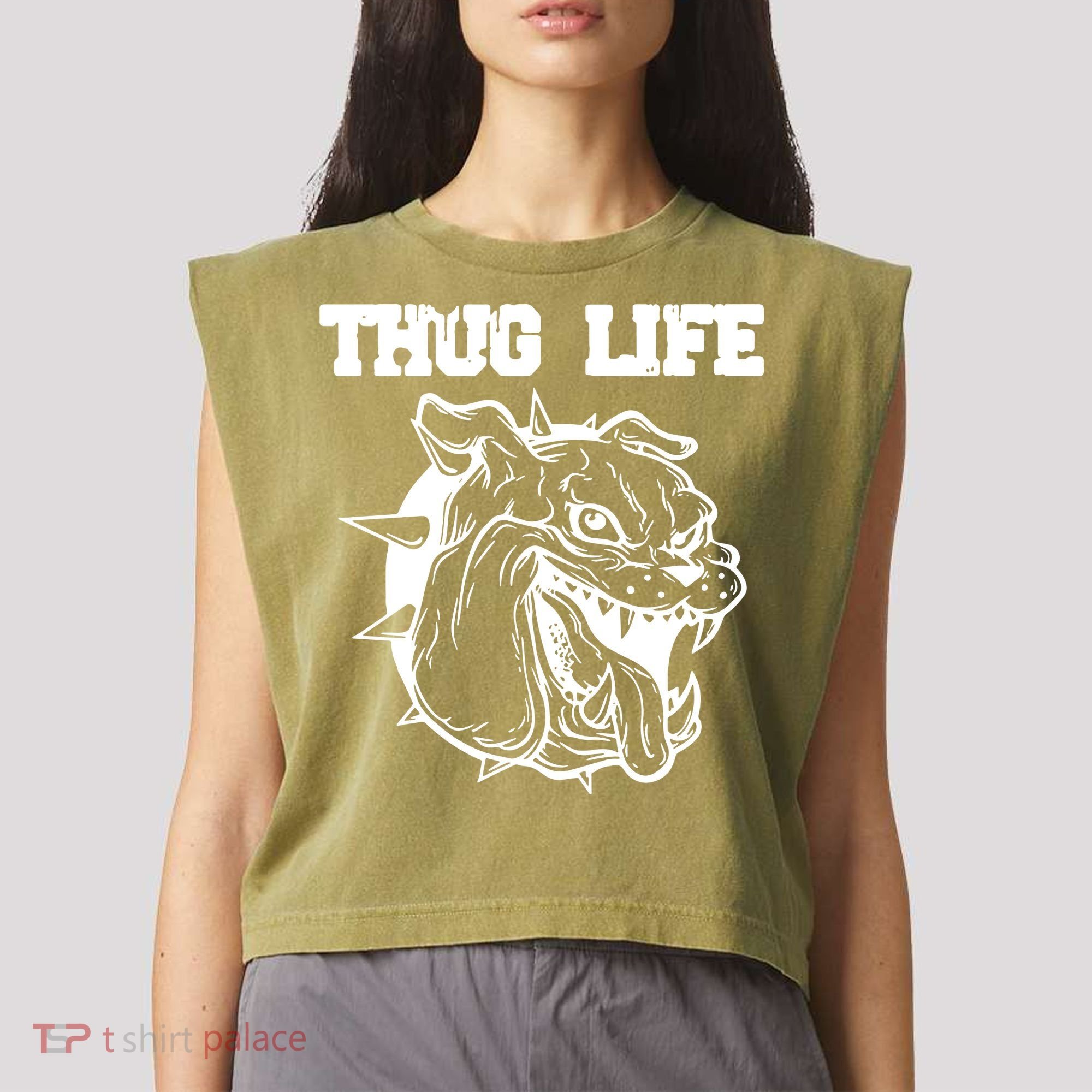 Thug Life Dog Garment-Dyed Women's Muscle Tee