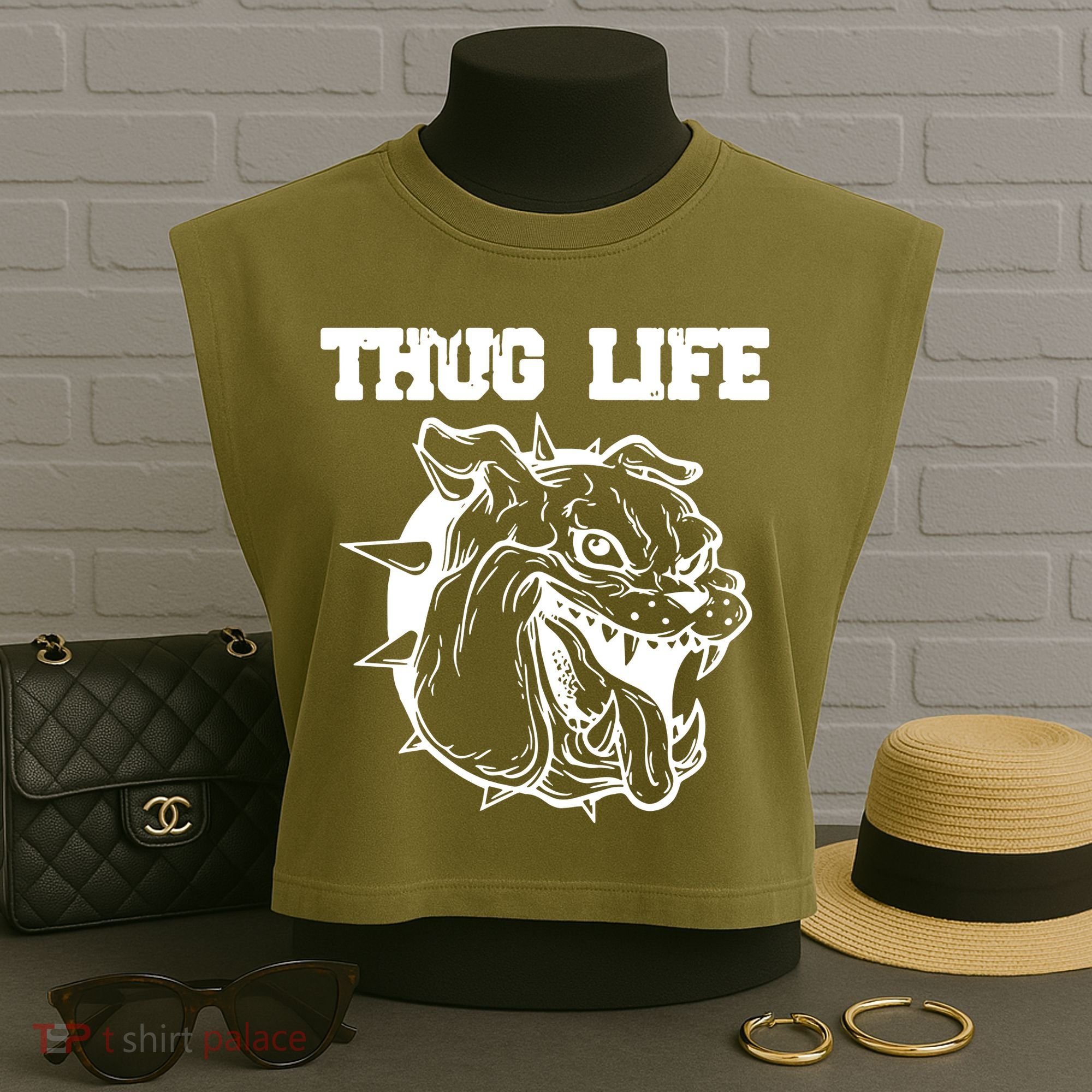 Thug Life Dog Garment-Dyed Women's Muscle Tee