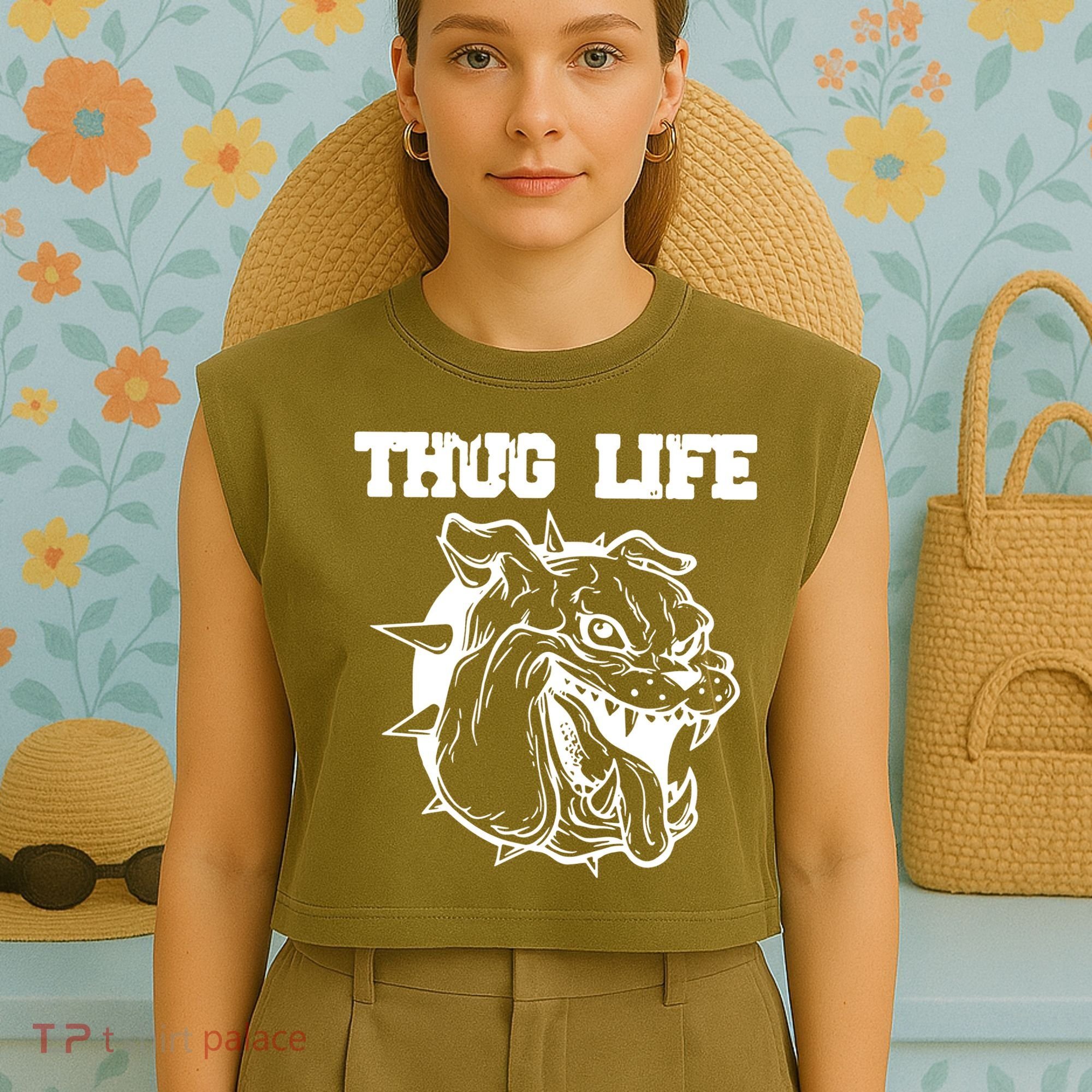 Thug Life Dog Garment-Dyed Women's Muscle Tee
