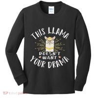 This Llama DoesnT Want Your Drama Kids Long Sleeve Shirt thumb 0