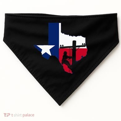 Texas Lineman Electrician Gift Tx Lone Star State Flag USA-Made Doggie Bandana