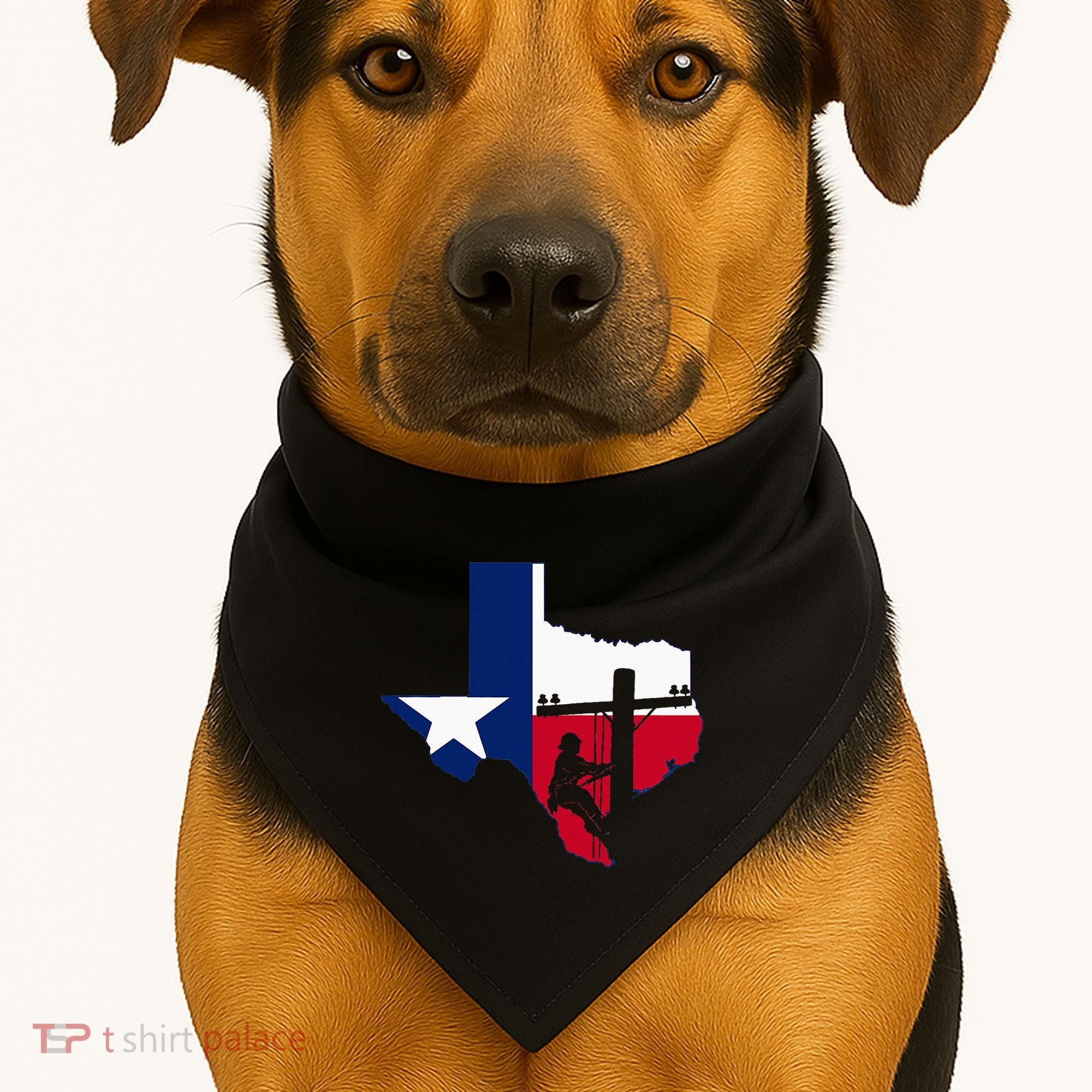 Texas Lineman Electrician Gift Tx Lone Star State Flag USA-Made Doggie Bandana