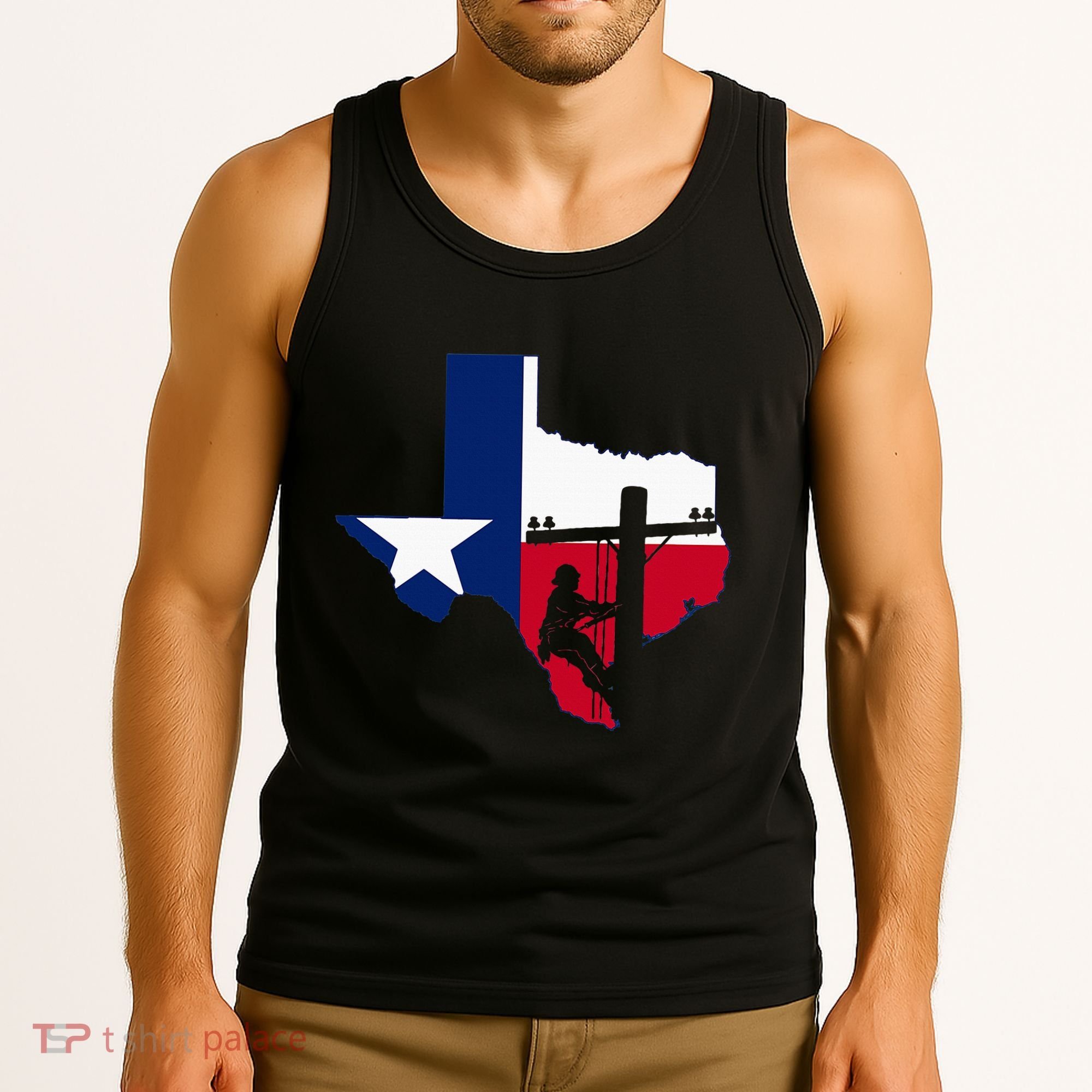 Texas Lineman Electrician Gift Tx Lone Star State Flag Tank Top