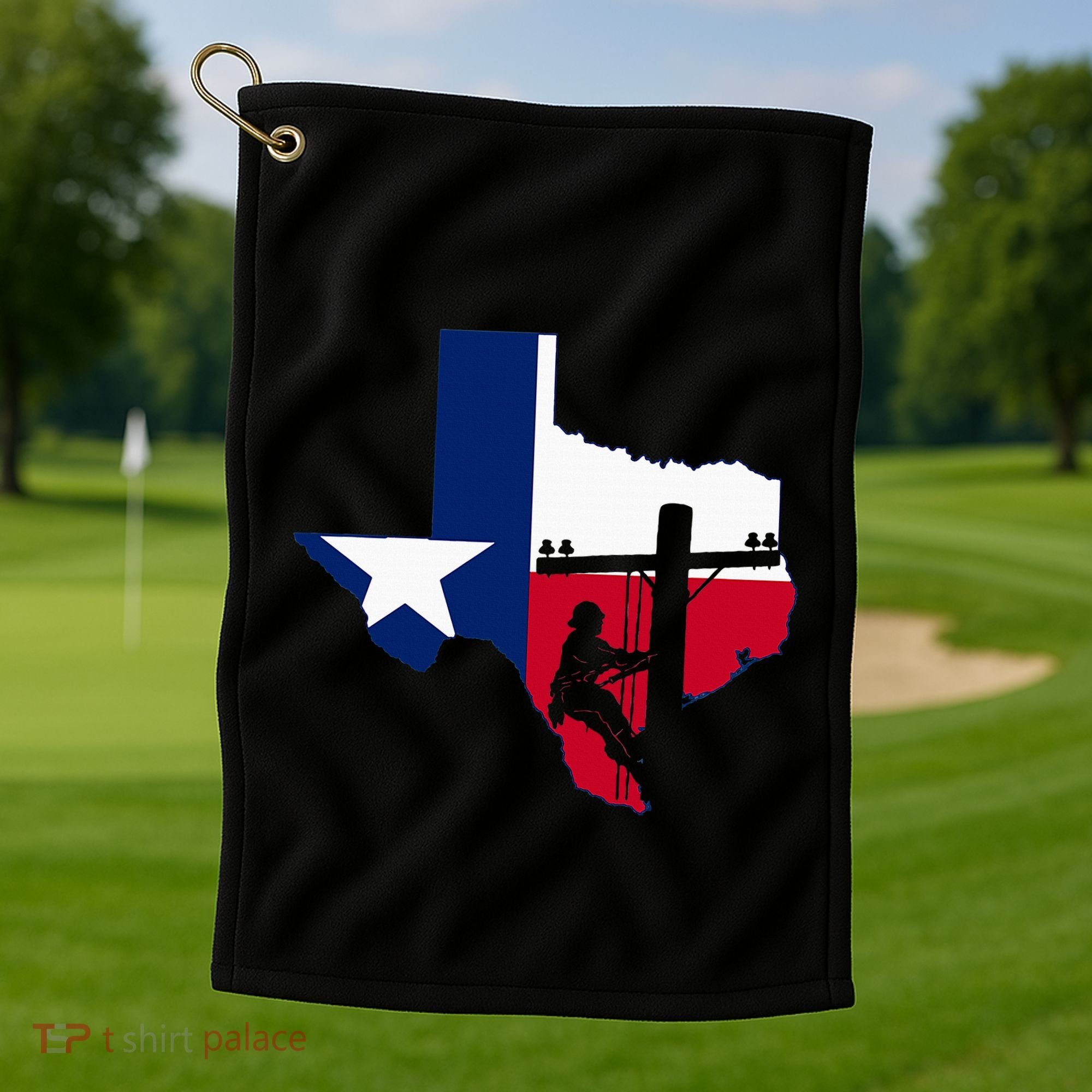 Texas Lineman Electrician Gift Tx Lone Star State Flag Golf Towel