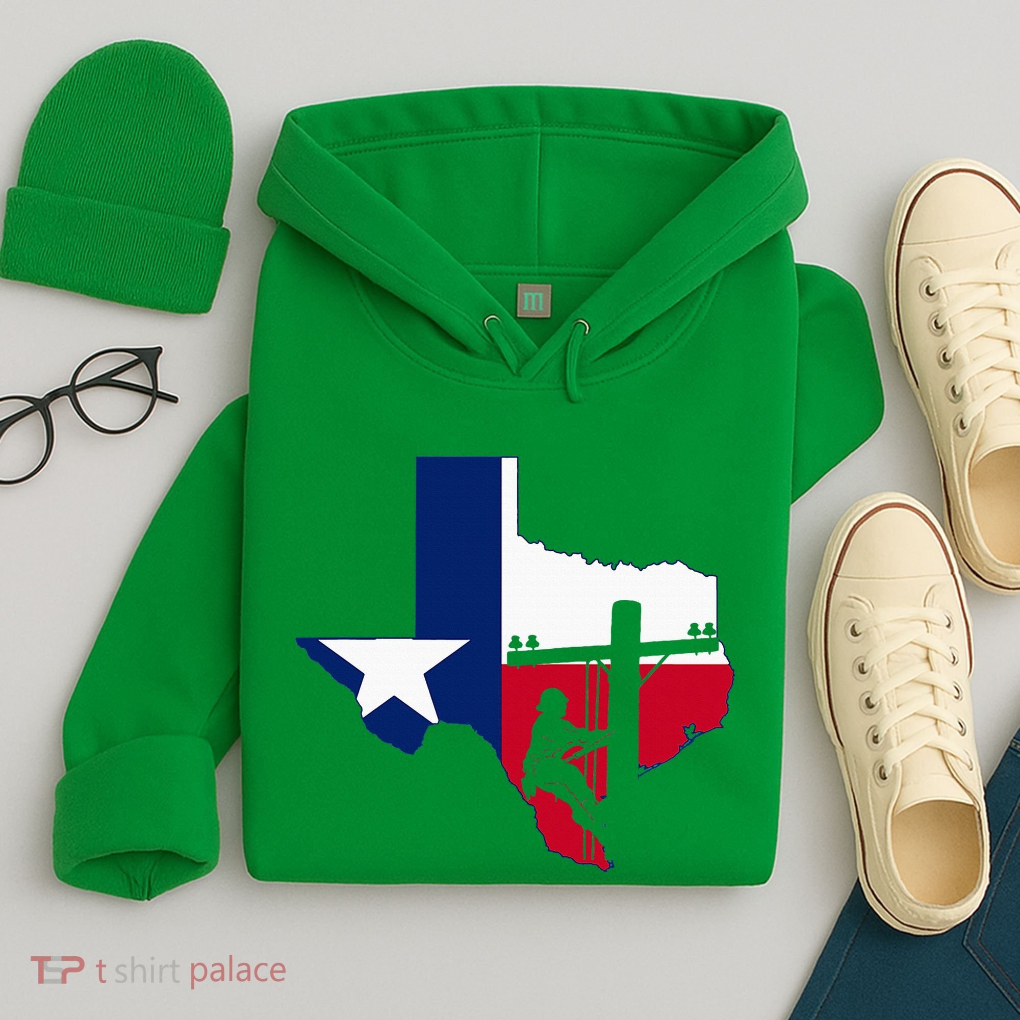 Texas Lineman Electrician Gift Tx Lone Star State Flag Hoodie