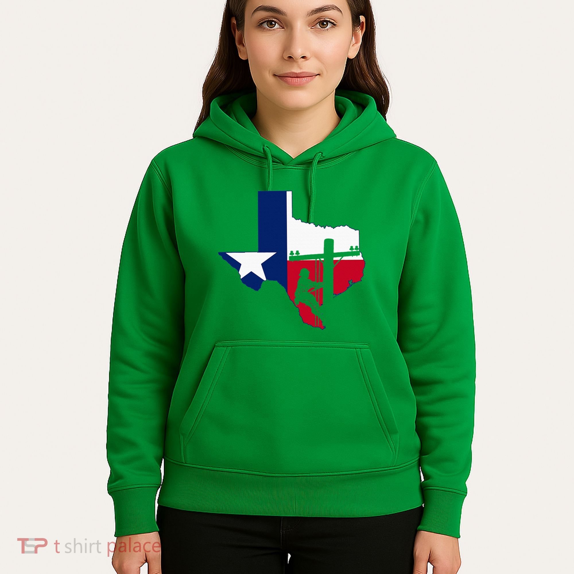 Texas Lineman Electrician Gift Tx Lone Star State Flag Hoodie