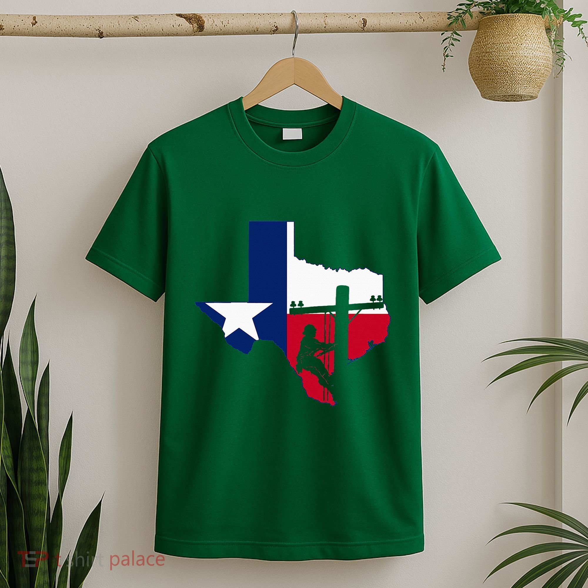 Texas Lineman Electrician Gift Tx Lone Star State Flag T-Shirt