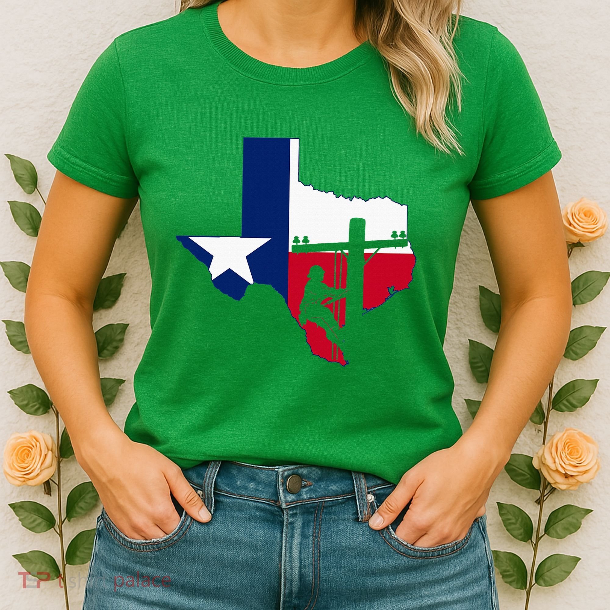 Texas Lineman Electrician Gift Tx Lone Star State Flag Women's T-Shirt