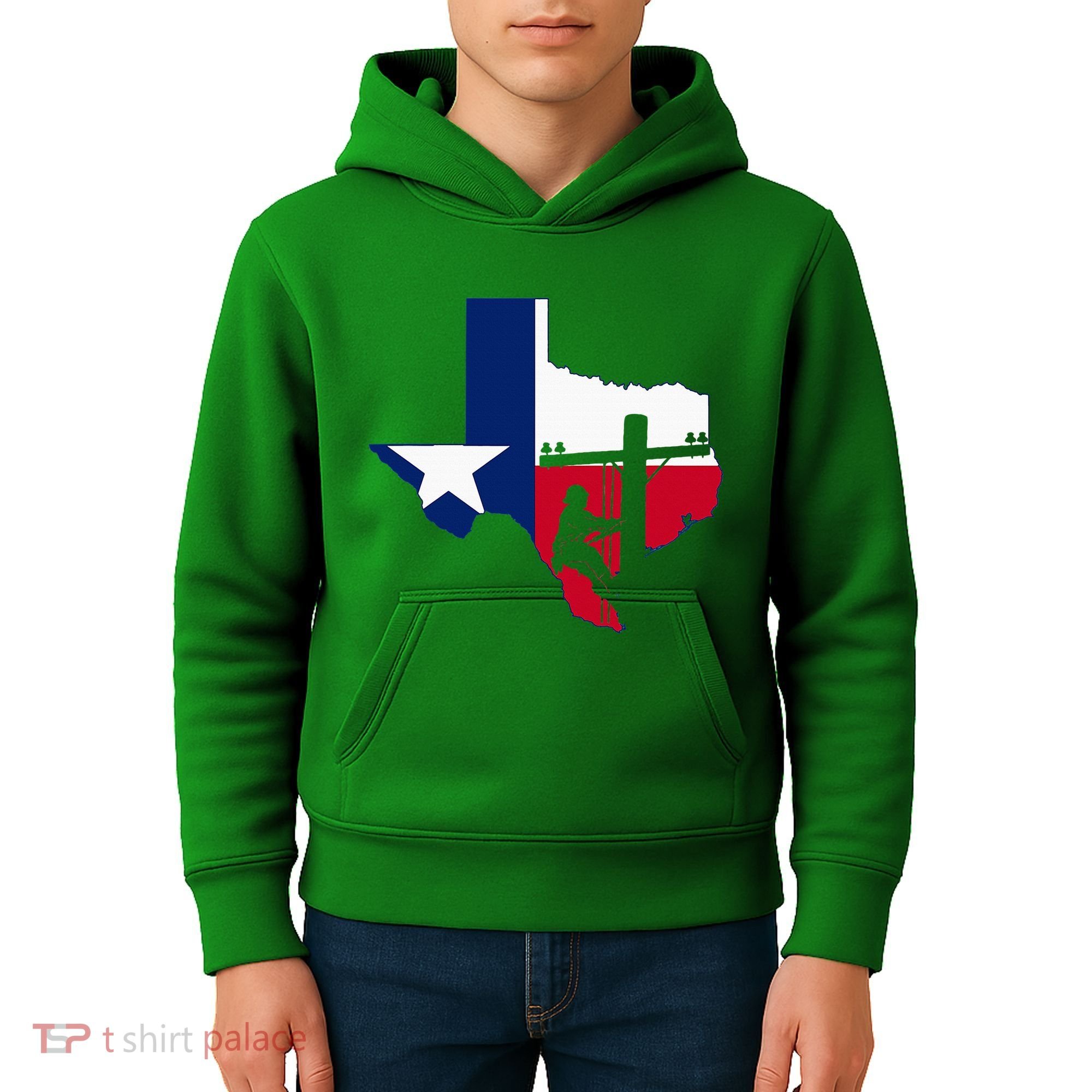 Texas Lineman Electrician Gift Tx Lone Star State Flag Kids Hoodie