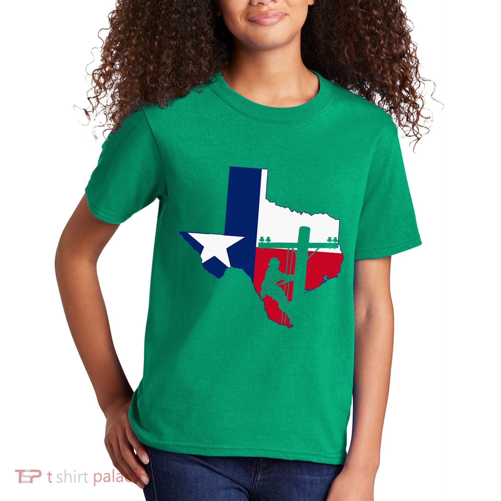 Texas Lineman Electrician Gift Tx Lone Star State Flag Kids T-Shirt