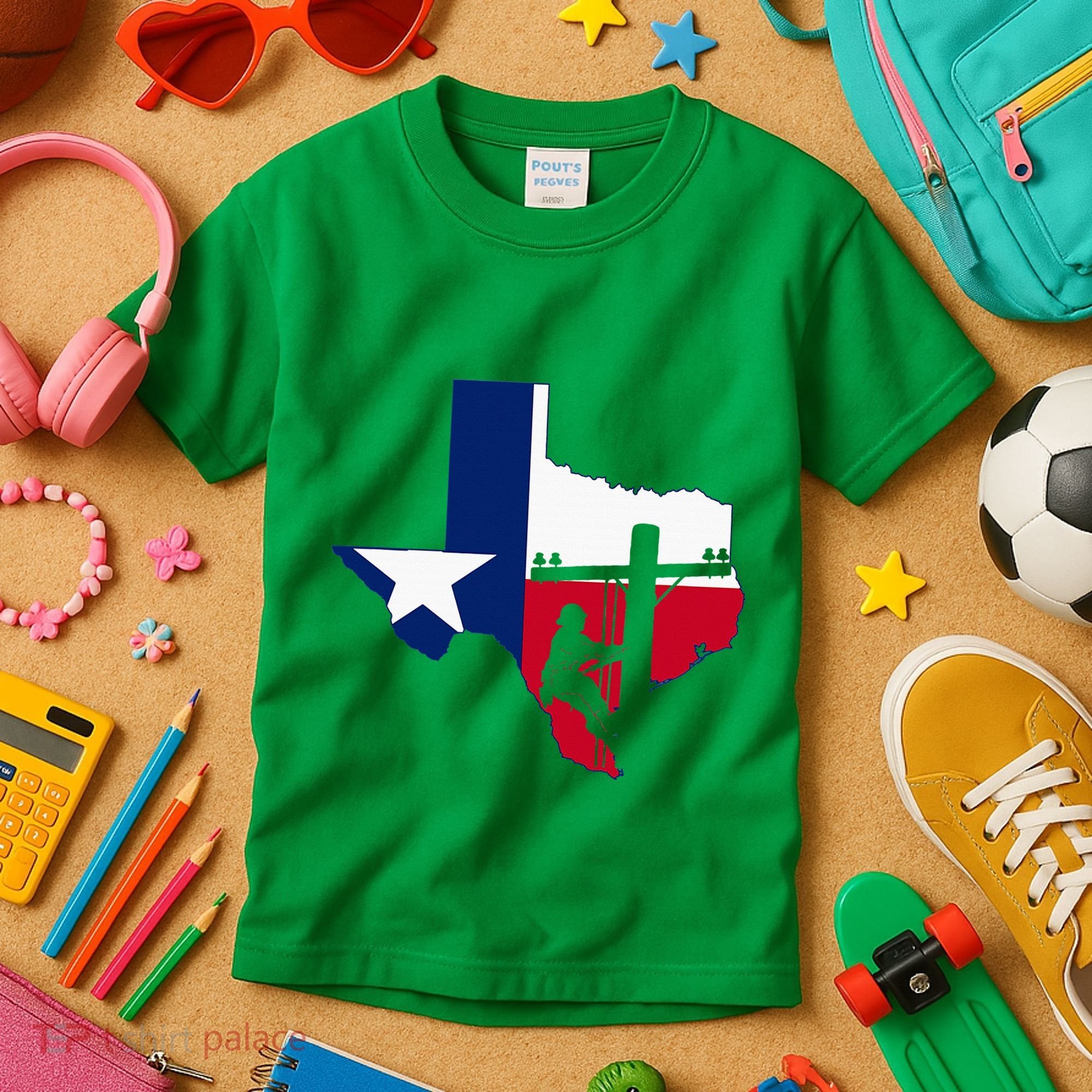 Texas Lineman Electrician Gift Tx Lone Star State Flag Kids T-Shirt