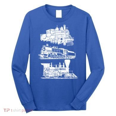 Train Locomotive Engine Railroad Model Builder Retro Vintage Meaningful Gift Long Sleeve Shirt