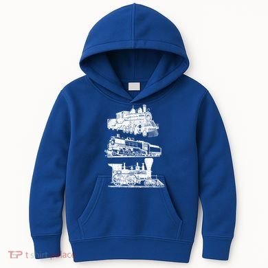 Train Locomotive Engine Railroad Model Builder Retro Vintage Meaningful Gift Kids Hoodie