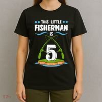 This Little Fisherman 5 Year Old Fishing Costume Fisherman T-Shirt thumb 4