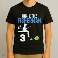 This Little Fisherman Is 3 Rd Cute Birthday Gift T-Shirt thumb 3