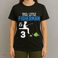 This Little Fisherman Is 3 Rd Cute Birthday Gift T-Shirt thumb 4