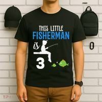 This Little Fisherman Is 3 Rd Cute Birthday Gift T-Shirt thumb 6