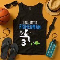 This Little Fisherman Is 3 Rd Cute Birthday Gift Tank Top thumb 4