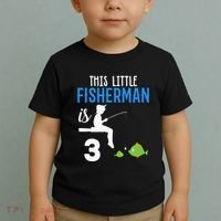 This Little Fisherman Is 3 Rd Cute Birthday Gift Toddler T-Shirt thumb 2