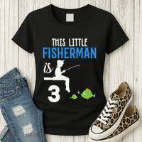 This Little Fisherman Is 3 Rd Cute Birthday Gift Women's T-Shirt thumb 3