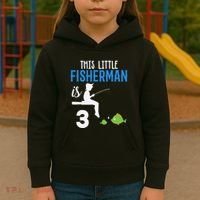 This Little Fisherman Is 3 Rd Cute Birthday Gift Kids Hoodie thumb 3