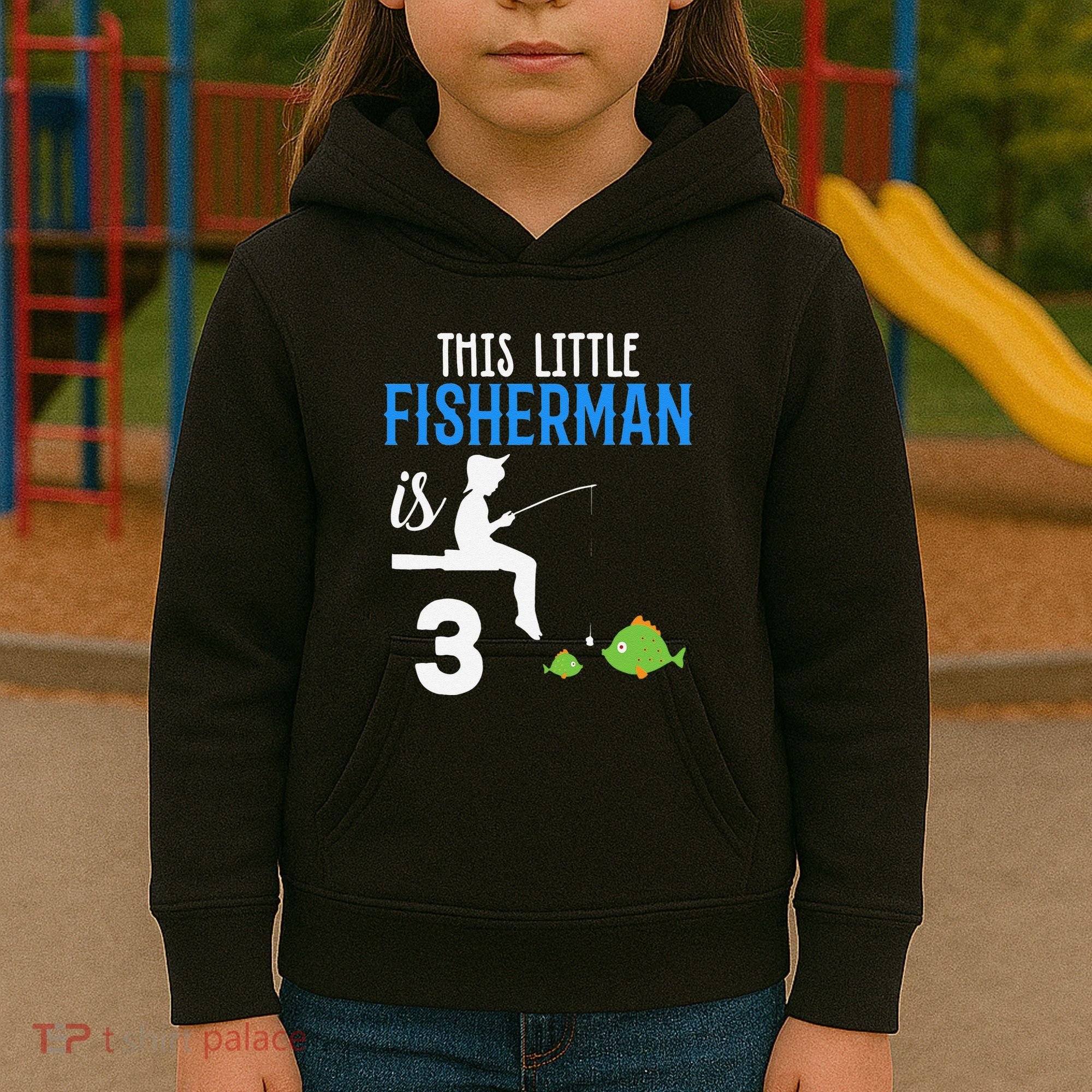 This Little Fisherman Is 3 Rd Cute Birthday Gift Kids Hoodie