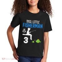 This Little Fisherman Is 3 Rd Cute Birthday Gift Kids T-Shirt thumb 2