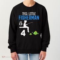 This Little Fisherman Is 4 Th Cute Birthday Gift Women's Sweatshirt thumb 0