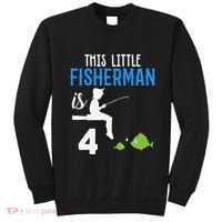 This Little Fisherman Is 4 Th Cute Birthday Gift Sweatshirt thumb 0