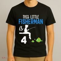 This Little Fisherman Is 4 Th Cute Birthday Gift T-Shirt thumb 3