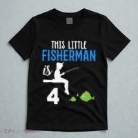 This Little Fisherman Is 4 Th Cute Birthday Gift T-Shirt thumb 5