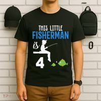 This Little Fisherman Is 4 Th Cute Birthday Gift T-Shirt thumb 6