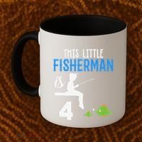 This Little Fisherman Is 4 Th Cute Birthday Gift Coffee Mug thumb 2